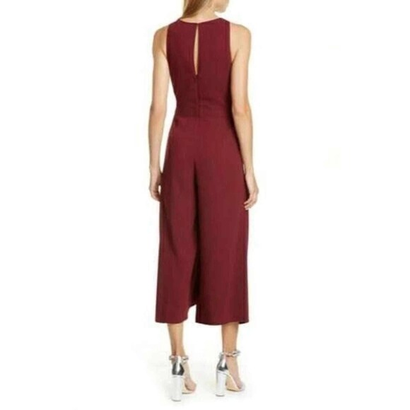 36. JOIE NWT $348 Mairead Tie Waist Crop Culotte Jumpsuit in Garnet Size 4 - Picture 2 of 11